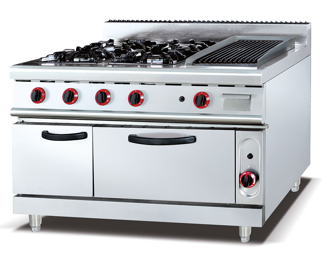 FQ-TQ-4HGas Range With 4-Burner&Lava Rock Grill&Oven